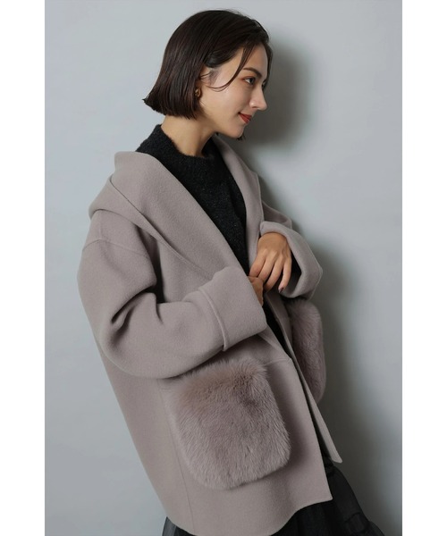 定価6.4万 アルページュストーリー ファー付き リバーコート フード モカ ファー付きフードリバーコート（ダウンジャケット/コート）｜Arpege