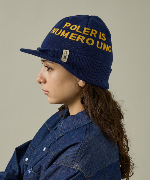 POLeR（ポーラー）の「【POLER / ポーラー】BRIM BEANIE / ブリム ビーニー/ユニセックス（ニットキャップ/ビーニー・メンズ・カーキ/ブラック/ネイビー・フリー）」の3枚目の写真