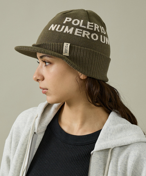 POLeR（ポーラー）の「【POLER / ポーラー】BRIM BEANIE / ブリム ビーニー/ユニセックス（ニットキャップ/ビーニー・メンズ・カーキ/ブラック/ネイビー・フリー）」の2枚目の写真