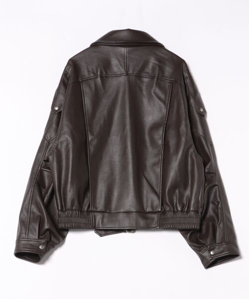 Chikashitsu +(チカシツプラス)の「【Chikashitsu +】high neck non-leather bomber jacket / 【チカシツプラス】ハイネックコーティングボンバージャケット(ブルゾン・メンズ・ブラウン/ブラック・ONE SIZE)」の3枚目の写真