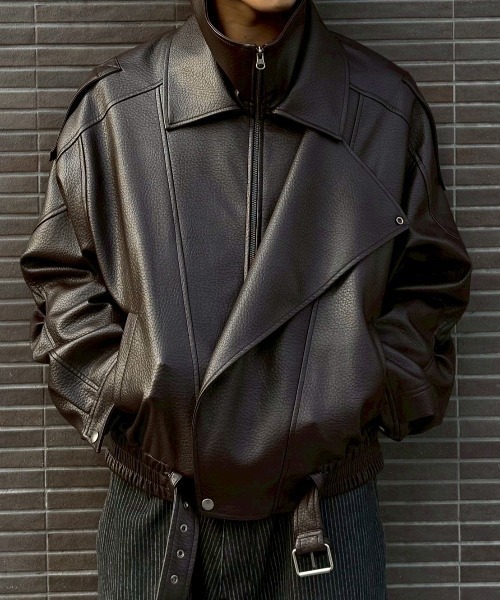 ハチュカ Chikashitsu +】high neck coating bomber jacket / 【チカシツプラス