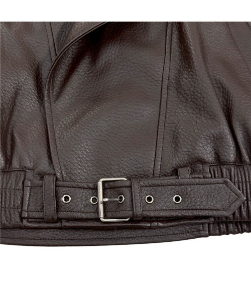 Chikashitsu +(チカシツプラス)の「【Chikashitsu +】high neck non-leather bomber jacket / 【チカシツプラス】ハイネックコーティングボンバージャケット(ブルゾン・メンズ・ブラウン/ブラック・ONE SIZE)」の5枚目の写真