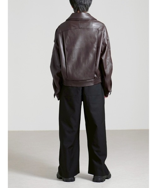 Chikashitsu +(チカシツプラス)の「【Chikashitsu +】high neck non-leather bomber jacket / 【チカシツプラス】ハイネックコーティングボンバージャケット(ブルゾン・メンズ・ブラウン/ブラック・ONE SIZE)」の16枚目の写真