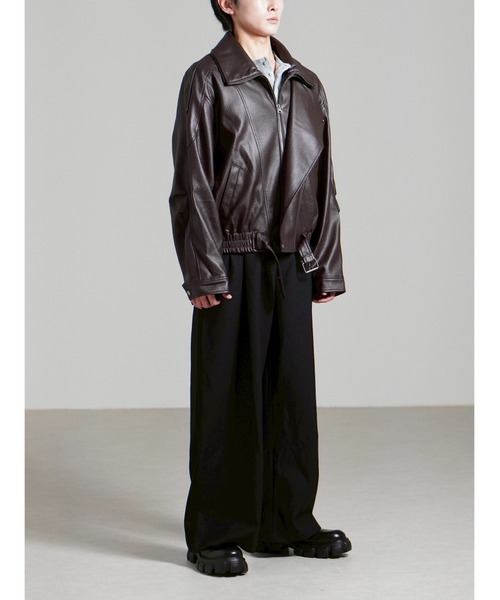 Chikashitsu +】high neck coating bomber jacket / 【チカシツプラス