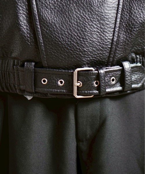 Chikashitsu +(チカシツプラス)の「【Chikashitsu +】high neck non-leather bomber jacket / 【チカシツプラス】ハイネックコーティングボンバージャケット(ブルゾン・メンズ・ブラウン/ブラック・ONE SIZE)」の13枚目の写真