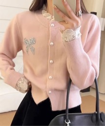 レディースのカーディガン/ボレロ（ピンク/桃色系・フリル