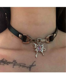 tone | 【88eighty-eight】パープルストーンBIGバタフライチョーカーネックレス【import】(MA)(チョーカー)