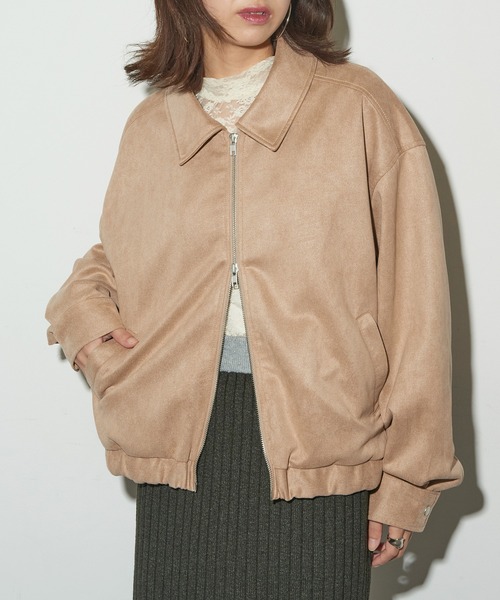 MAISON BREEZE reveur(メゾンブリーズレヴール)の「【MAISON BREEZE reveur】フェイクスウェードWジップブルゾン XNN(ブルゾン・レディース・グレイッシュベージュ/ブラウン/ベージュ・FREE)」の1枚目の写真
