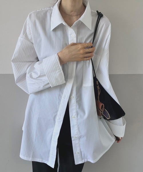Flugge(フラッジー)の「シンプルボクシーシャツ(ストライプ)(シャツ/ブラウス・レディース・ブラウン/ホワイト・FREE)」の19枚目の写真