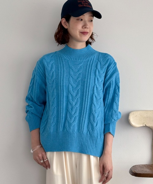 ドゥ アルシーヴ（Doux archives）/ケーブルハイネックニットプルオーバー セール】ケーブルハイネックニットプルオーバー（ニット/セーター