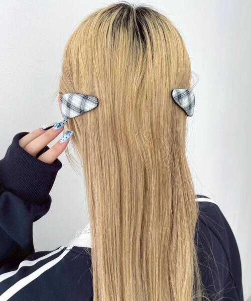 WEGO（ウィゴー）の「WEGO/【2点セット】チェックトライアングルピン（ヘアピン・レディース・グリーン系その他2/レッド系その他2/ブルー系その他2/ブラック系その他2・FREE）」の6枚目の写真