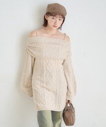 mline | [mline]オフショル ケーブルニットワンピース(ワンピース)