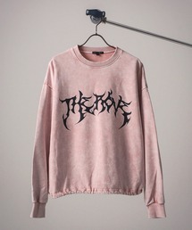 Revo. | グランジ加工 トライバルロゴプリント 裏毛 ドローコード 短丈 ワイド スウェット プルオーバー(スウェット)