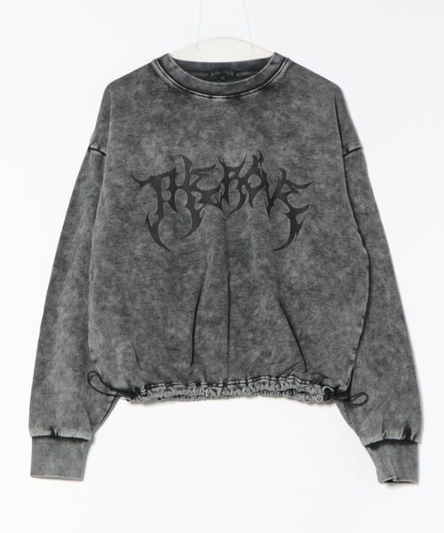 Revo.（レボ）の「グランジ加工 トライバルロゴプリント 裏毛 ドローコード 短丈 ワイド スウェット プルオーバー（スウェット・メンズ・ブラウン/チャコール/オフホワイト/スモークピンク・M/L）」の10枚目の写真