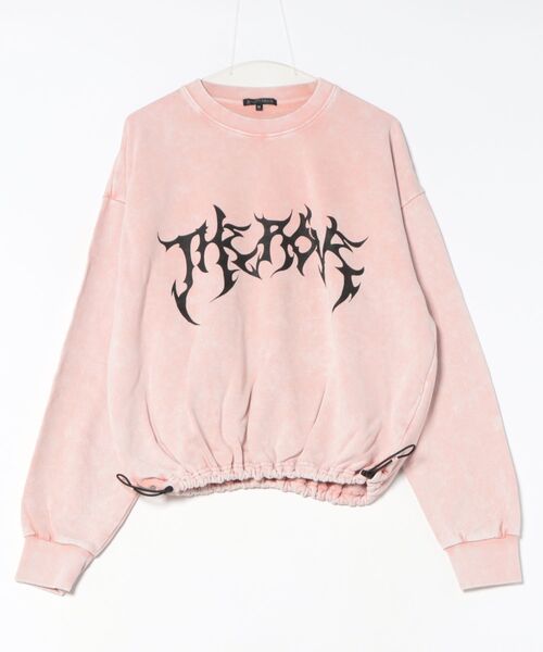 Revo.（レボ）の「グランジ加工 トライバルロゴプリント 裏毛 ドローコード 短丈 ワイド スウェット プルオーバー（スウェット・メンズ・ブラウン/チャコール/オフホワイト/スモークピンク・M/L）」の12枚目の写真