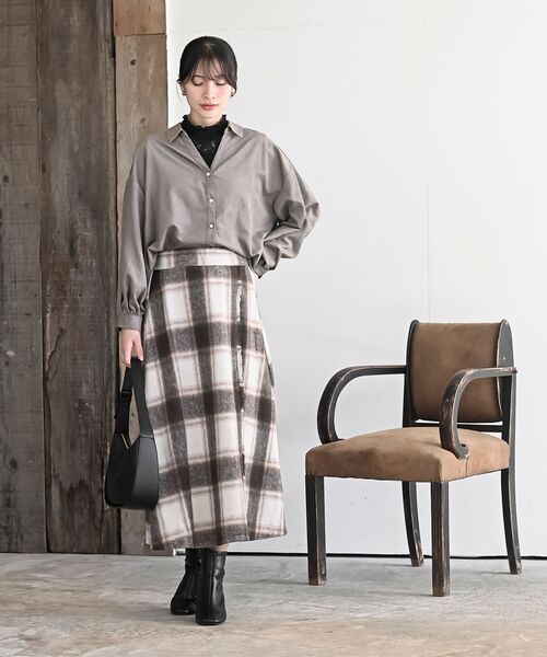 rps（アールピーエス）の「チェックツイードフリンジスカート（スカート・レディース・ブラウン/ネイビー/オレンジ・フリー）」の5枚目の写真