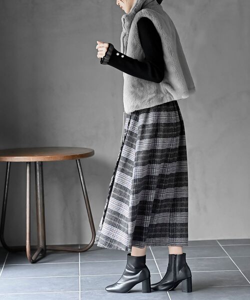 rps（アールピーエス）の「チェックツイードフリンジスカート（スカート・レディース・ブラウン/ネイビー/オレンジ・フリー）」の7枚目の写真