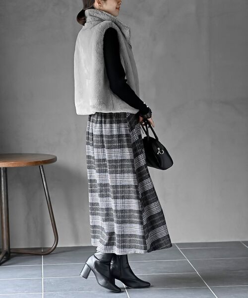 rps（アールピーエス）の「チェックツイードフリンジスカート（スカート・レディース・ブラウン/ネイビー/オレンジ・フリー）」の8枚目の写真