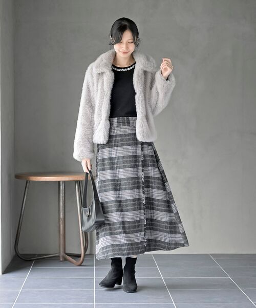 rps（アールピーエス）の「チェックツイードフリンジスカート（スカート・レディース・ブラウン/ネイビー/オレンジ・フリー）」の15枚目の写真