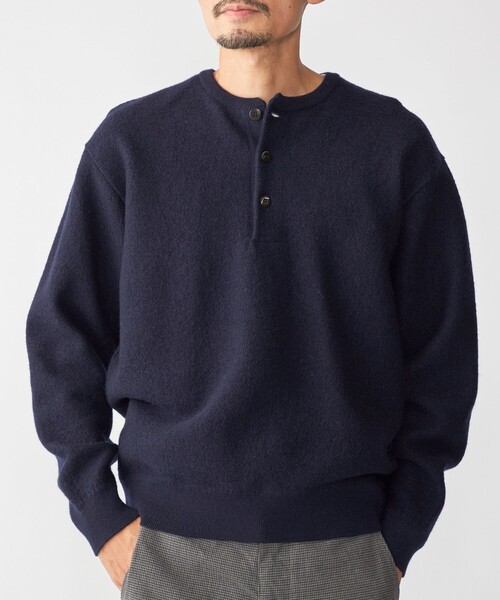 Graphpaper ネイビー ヘンリーネックニット SHIPS（シップス）の「SHIPS: ヘビー ボイルド ヘンリーネック ニット