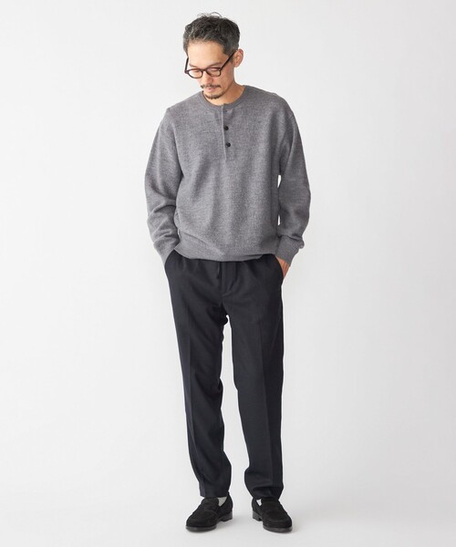 SHIPS(シップス)の「SHIPS: ヘビー ボイルド ヘンリーネック ニット(ニット/セーター・メンズ・チャコールグレー/ネイビー/ブラウン・SMALL/MEDIUM/LARGE/X-LARGE)」の4枚目の写真