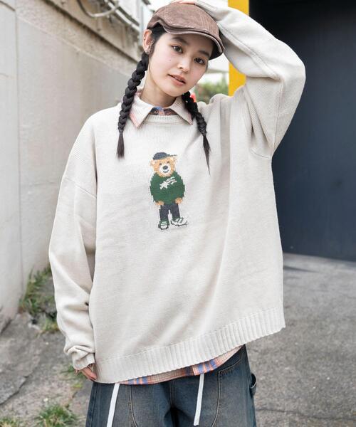 WEGO（ウィゴー）の「WEGO/ジャガードアニマルプルオーバー（ニット/セーター・メンズ・イエロー/ネイビー/オフホワイト・LARGE/MEDIUM）」の2枚目の写真