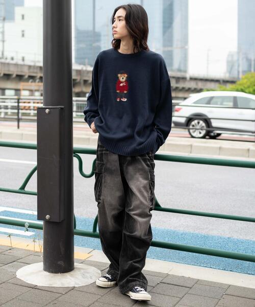 WEGO（ウィゴー）の「WEGO/ジャガードアニマルプルオーバー（ニット/セーター・メンズ・イエロー/ネイビー/オフホワイト・LARGE/MEDIUM）」の4枚目の写真