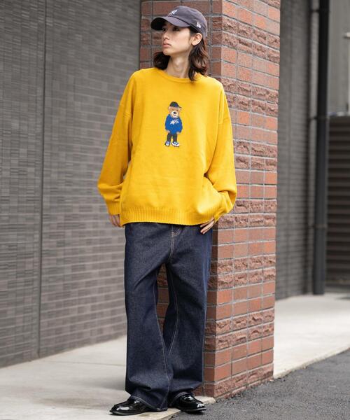 WEGO（ウィゴー）の「WEGO/ジャガードアニマルプルオーバー（ニット/セーター・メンズ・イエロー/ネイビー/オフホワイト・LARGE/MEDIUM）」の6枚目の写真