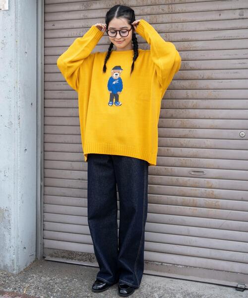 WEGO（ウィゴー）の「WEGO/ジャガードアニマルプルオーバー（ニット/セーター・メンズ・イエロー/ネイビー/オフホワイト・LARGE/MEDIUM）」の7枚目の写真