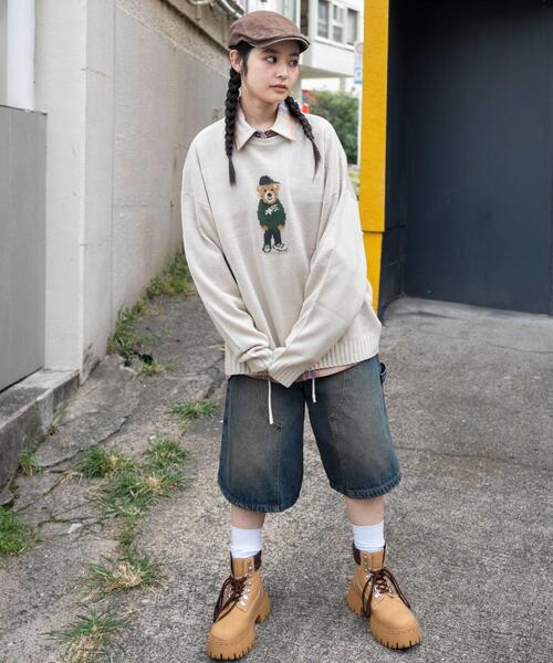 WEGO（ウィゴー）の「WEGO/ジャガードアニマルプルオーバー（ニット/セーター・メンズ・イエロー/ネイビー/オフホワイト・LARGE/MEDIUM）」の9枚目の写真