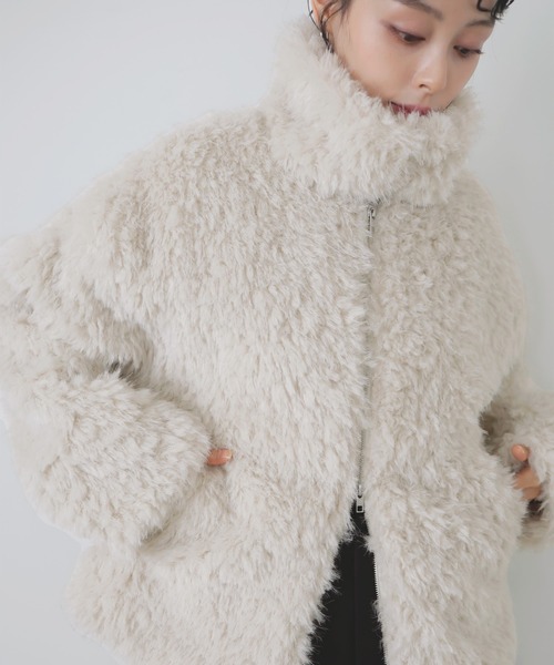 【LIAN】フェイクファースタンドブルゾン フェイクファースタンドブルゾン – LIAN