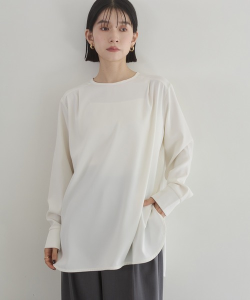 hunch(ハンチ)の「ストレッチジョーゼット 万能ブラウス(シャツ/ブラウス・レディース・オフホワイト/クリーム/ブラック・FREE)」の1枚目の写真