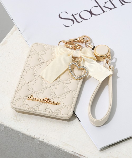 セール】パスケース 定期入れ カードケース リール付き リボン