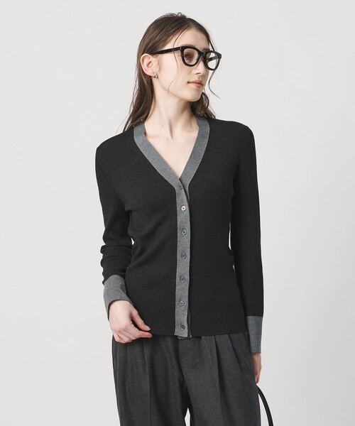 UNITED ARROWS（ユナイテッドアローズ）の「18G ウール リブ カーディガン（カーディガン/ボレロ・レディース・モカ/ネイビー/ダークグレー・FREE）」の2枚目の写真