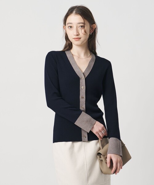 UNITED ARROWS（ユナイテッドアローズ）の「18G ウール リブ カーディガン（カーディガン/ボレロ・レディース・モカ/ネイビー/ダークグレー・FREE）」の4枚目の写真