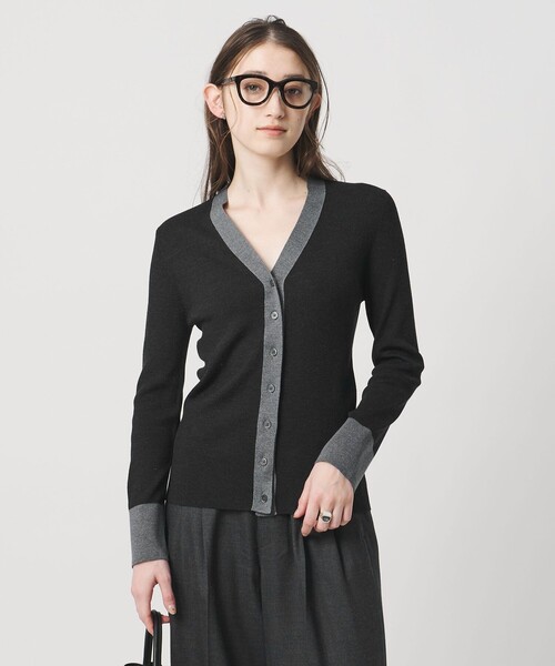 UNITED ARROWS（ユナイテッドアローズ）の「18G ウール リブ カーディガン（カーディガン/ボレロ・レディース・モカ/ネイビー/ダークグレー・FREE）」の6枚目の写真