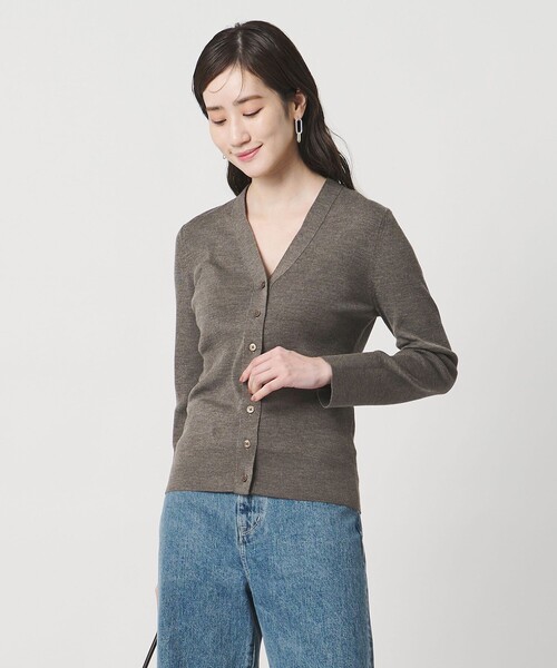 UNITED ARROWS（ユナイテッドアローズ）の「18G ウール リブ カーディガン（カーディガン/ボレロ・レディース・モカ/ネイビー/ダークグレー・FREE）」の8枚目の写真