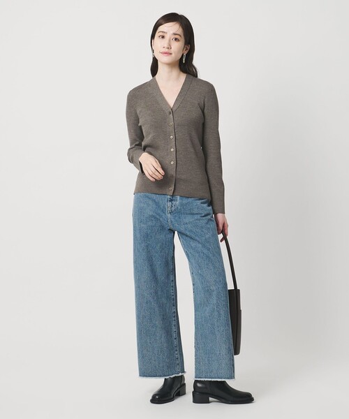 UNITED ARROWS（ユナイテッドアローズ）の「18G ウール リブ カーディガン（カーディガン/ボレロ・レディース・モカ/ネイビー/ダークグレー・FREE）」の9枚目の写真