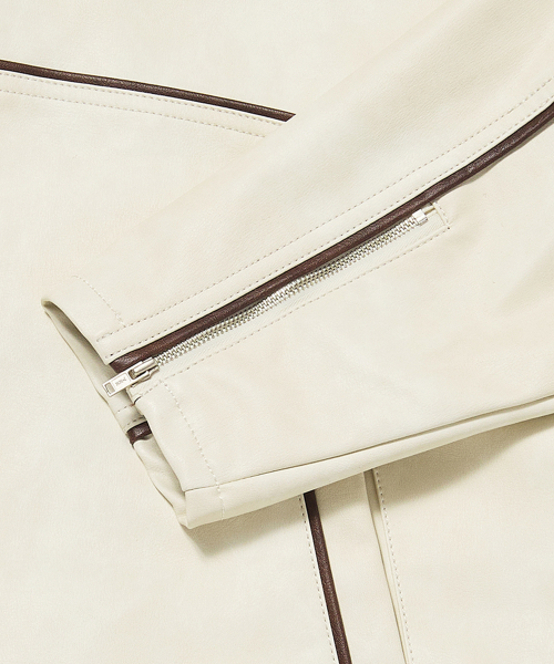 WKNDRS(ウィーキャンドース)の「WASHED LEATHER JK (IVORY)(ライダースジャケット・レディース・その他・MEDIUM/LARGE/X-LARGE)」の4枚目の写真