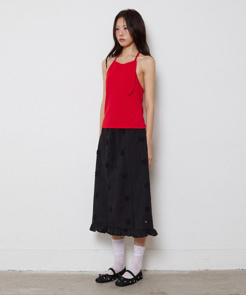 RENSE（レンセ）の「Button Halter Lay-up Sleeveless Red（Tシャツ/カットソー・レディース・その他・OS）」の3枚目の写真
