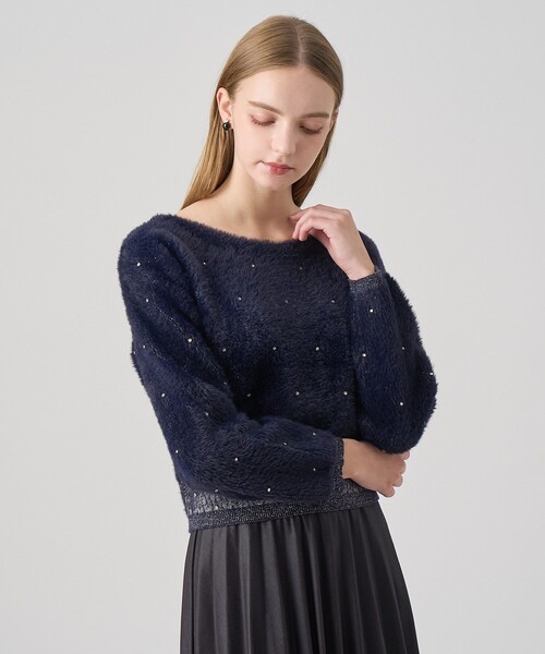 フェザージャガードビジュー プルオーバー（ニット/セーター）｜ANAYI