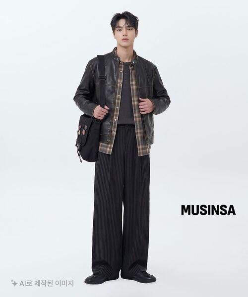 MUSINSA STANDARD（ムシンサスタンダード）の「フェイデッドシンセティックレザーレーサージャケット[ブラック]（ライダースジャケット・メンズ・その他・MEDIUM/LARGE/X-LARGE/XX-LARGE）」の15枚目の写真