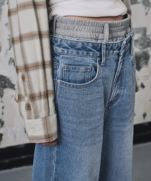 MUSINSA STANDARD WOMAN（ムシンサスタンダードウーマン）の「ウィメンズルーズフレアデニムパンツ[ライトインディゴ]（デニムパンツ・レディース・その他・30/24/25/26/27/28/29）」の7枚目の写真
