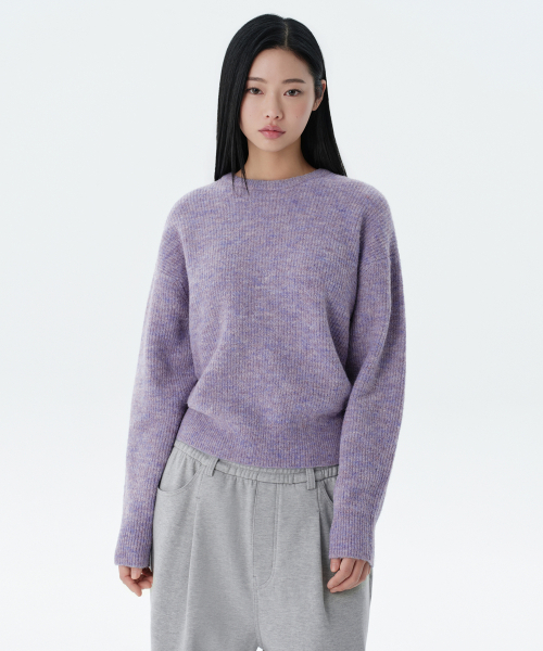 MUSINSA STANDARD WOMAN(ムシンサスタンダードウーマン)の「レディースマルチメランジクルーネックニット【ヘッダーバイオレット】(ニット/セーター・レディース・その他・SMALL/MEDIUM/LARGE/X-SMALL)」の1枚目の写真