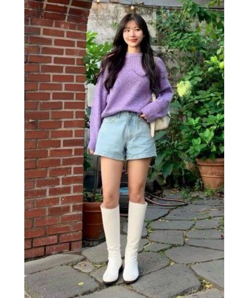 MUSINSA STANDARD WOMAN(ムシンサスタンダードウーマン)の「レディースマルチメランジクルーネックニット【ヘッダーバイオレット】(ニット/セーター・レディース・その他・SMALL/MEDIUM/LARGE/X-SMALL)」の9枚目の写真