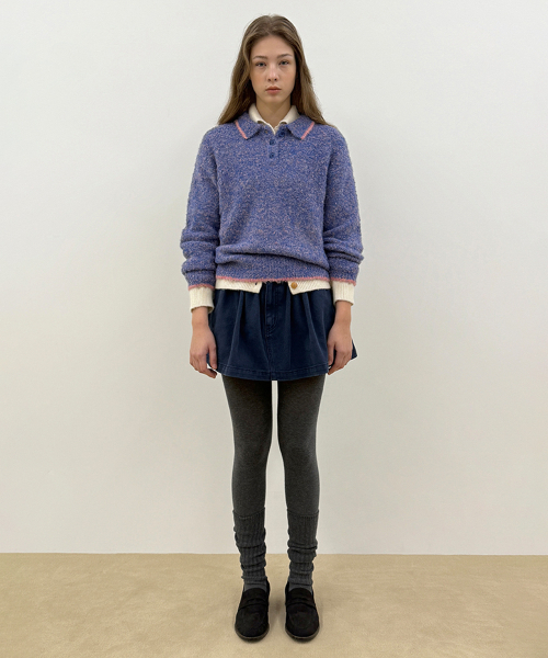 SINOON（シヌーン）の「Mixed Boucle Collar Knit (Blue)（ニット/セーター・レディース・ブルー・FREE）」の2枚目の写真