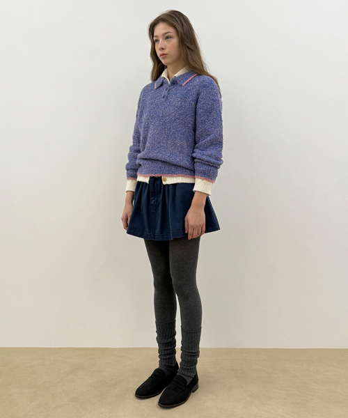 SINOON（シヌーン）の「Mixed Boucle Collar Knit (Blue)（ニット/セーター・レディース・ブルー・FREE）」の3枚目の写真