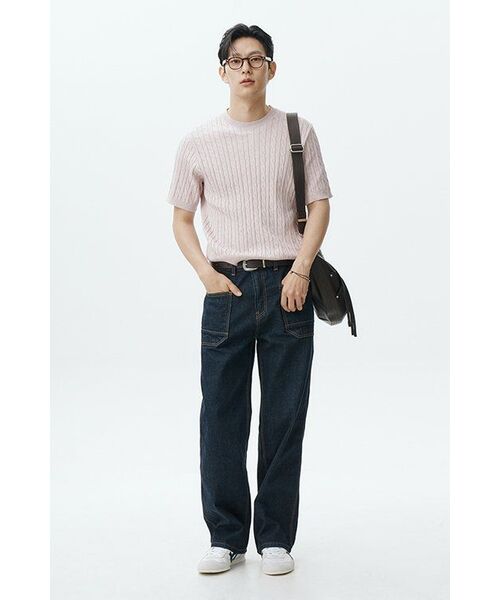 MUSINSA STANDARD（ムシンサスタンダード）の「ケーブルクルーネック半袖ニット [デザートピンク]（ニット/セーター・メンズ・その他・XX-LARGE/LARGE/MEDIUM/SMALL/X-LARGE）」の9枚目の写真