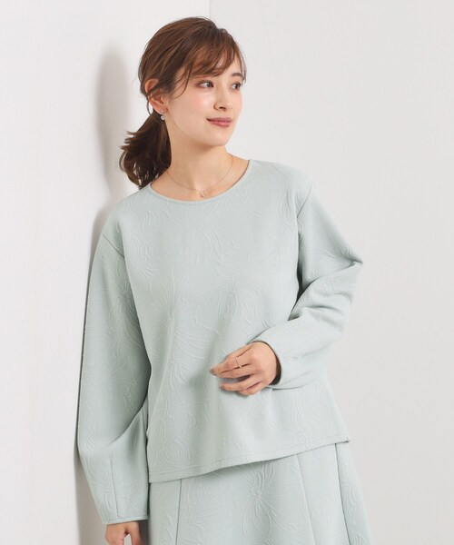 ITS'DEMO（イッツデモ）の「【洗濯機OK／セットアップ可】花柄ジャカードトップス（Tシャツ/カットソー・レディース・パープル系/グリーン系/ブラック/アイボリー・00）」の3枚目の写真