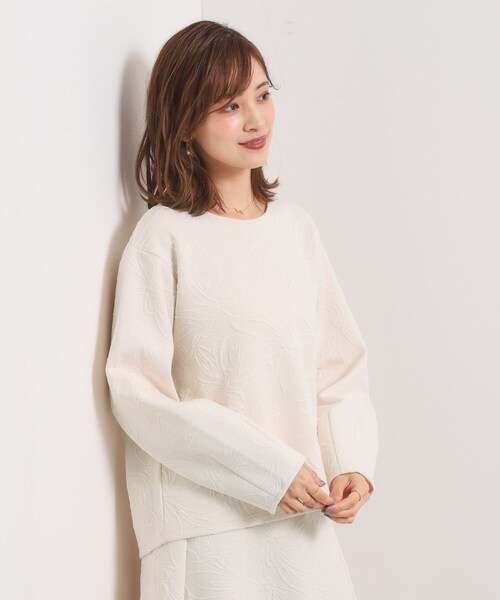 ITS'DEMO（イッツデモ）の「【洗濯機OK／セットアップ可】花柄ジャカードトップス（Tシャツ/カットソー・レディース・パープル系/グリーン系/ブラック/アイボリー・00）」の5枚目の写真